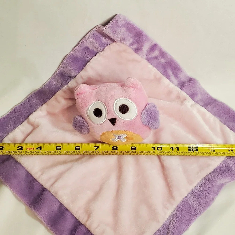 BananaFish Studio Pink Purple Owl Baby Lovey Velour Soft Security Blanket - Picture 12 of 16